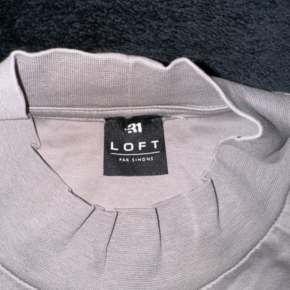 Par Simon’s LOFT Mock Neck grey T-shirt - Picture 2 of 3